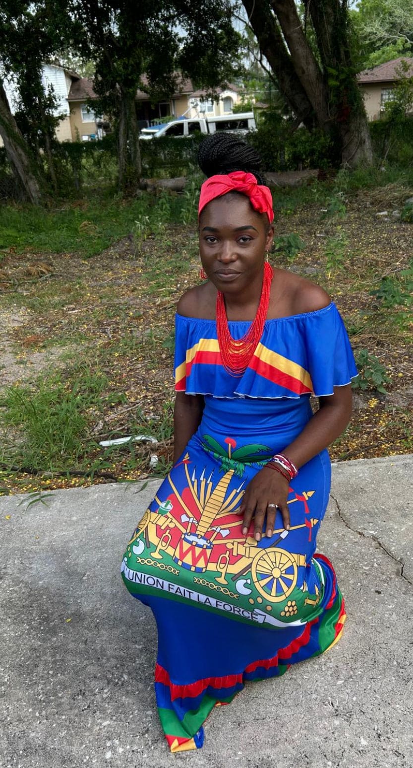 Women Off Shoulder Polynesian Haitian Flag Print Maxi Dress Summer Party Casual Two Pieces Sundress Dresses