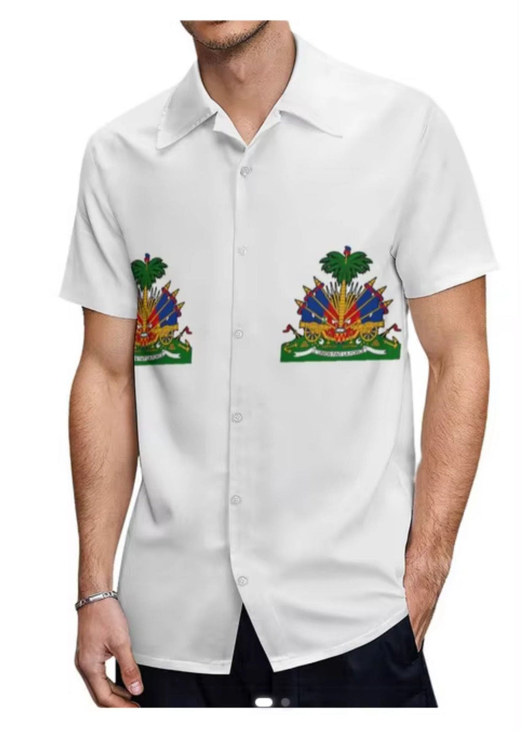 White Short Sleeve Shirt with Emblem