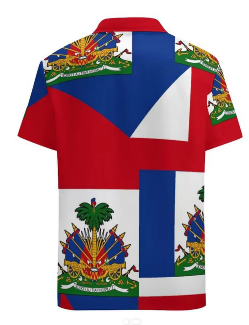 Newest Oversized Fashion Polynesian Haitian Flag Print Shirt, Men's Casual Short-Sleeved Summer Breathable.