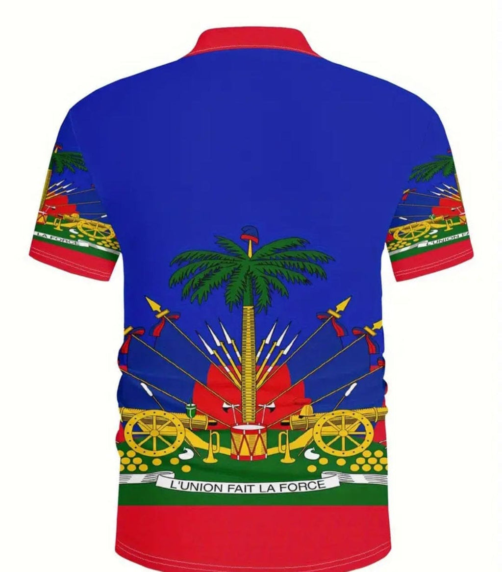 Men's Tropical Patriotic Shirt - Bright Blue & Red